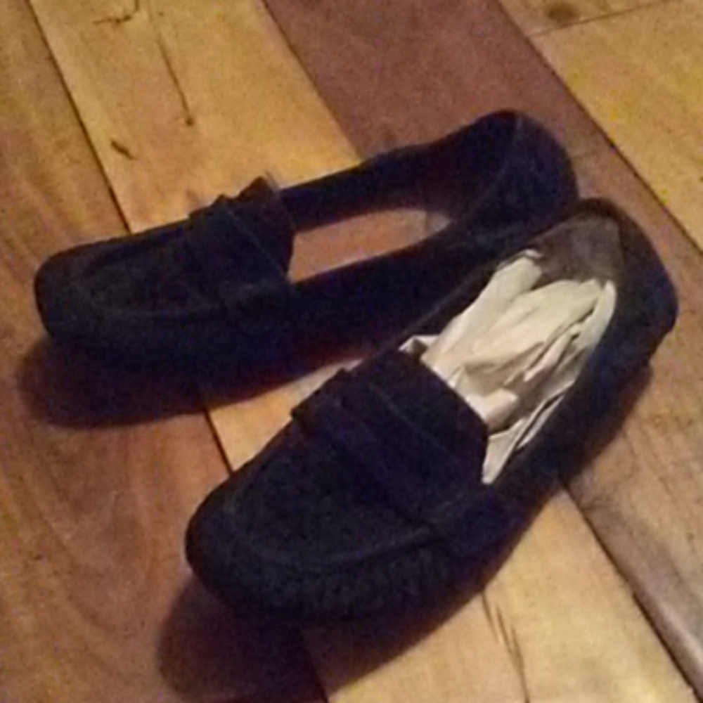 Nurture Black Strech Fabric Leather Loafers